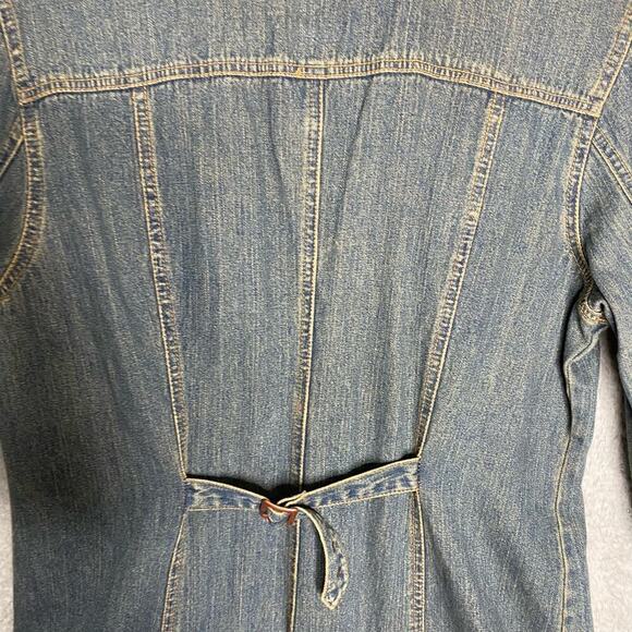 Vintage Faded Glory womens long sleeve denim jean button up dress y2k collar L - Picture 2 of 13